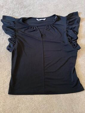 Soprano Black Flutter Sleeve Tank Top